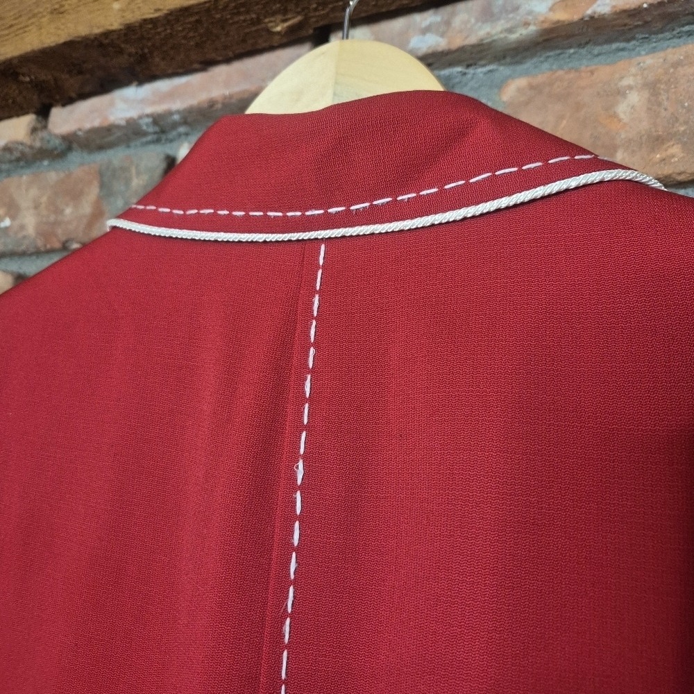 Vintage Mable High Fashion 100% Wool Contrast Stitch Blazer • Tailored Statement - Picture 8 of 12